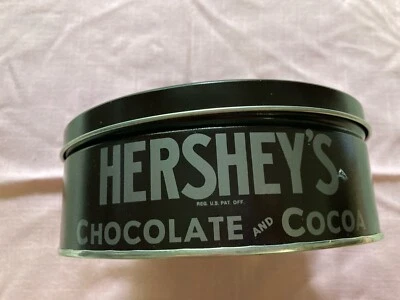 HERSHEY’S CHOCOLATE AND COCOA ROUND BROWN TIN 7 INCHES  - Image 1 of 4
