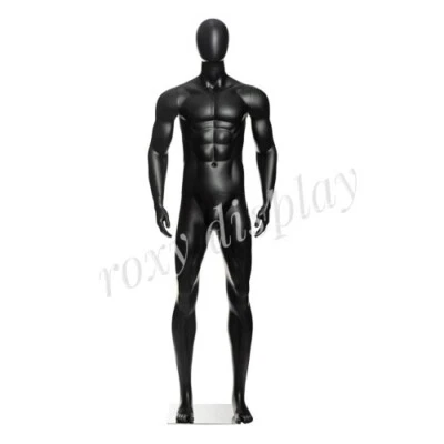 Maniquí de pie muscular de plástico negro mate para hombre adulto con base Foto 1 de 4