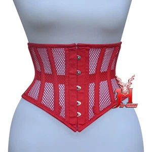 Corsé debajo del pecho corsé algodón negro red Underbust Red Mesh Corsets - Imagen 1 de 6