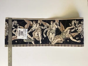 4.57M / 5 Yd Vintage Imperial Wallpaper Border Black Roman Grecian Angels 27cm - Picture 1 of 7