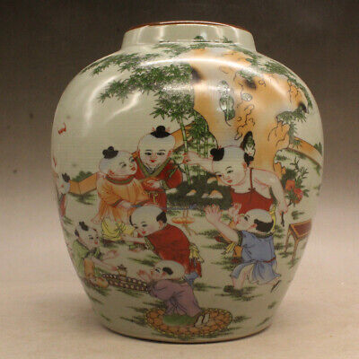 Boutique Chinese Famille Rose Porcelain Hand Painted Children Play Pot S569 • 96.44$