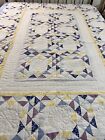Vintage+Hand+Quilted+Ocean+Waves+Quilt+66x82+twin+%23104