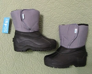 ZOOGS grau schwarz Kunstfell gefüttert Schneestiefel Kleinkinder 8 NEU - Bild 1 von 10