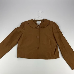 Silk Club Damen Cropped Jacke PS Petite Peter Pan Kragen braun gefüttert Knopf - Bild 1 von 13