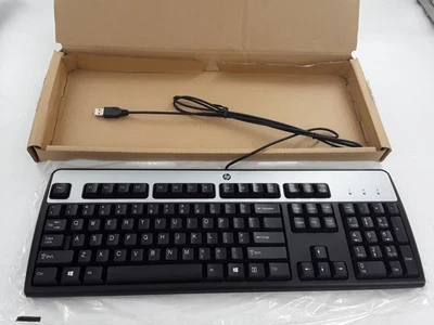 Teclado USB negro y plateado HP modelo # KU-0316 HP pieza # 434821-007 Foto 1 de 3