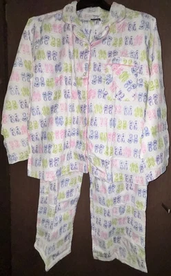 Conjunto de pijama de franela para mujer Joe Boxer talla L con botones nuevo sin etiquetas pantuflas pastel Foto 1 de 4