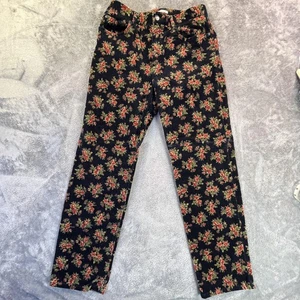Jones New York Sport Jeans Damen 10 schwarz rot Blumen Stretch Cord Hose - Bild 1 von 10