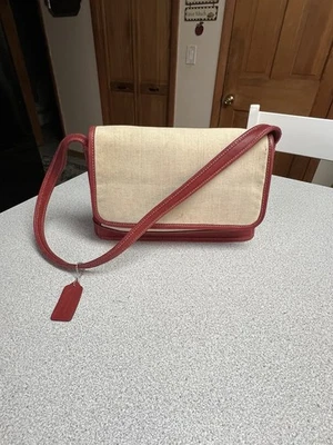 Bolso de hombro vintage Coach Bleeker con solapa para mujer de lino/cuero Foto 1 de 4