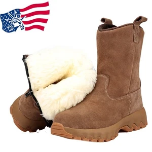 Men's snow boots with sheep fur integrated winter thick and warm cotton shoes- - Picture 1 of 11