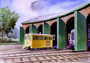 Tarjetas de notas Willimantic de roundhouse y automóvil del Museo del Ferrocarril Oriental de Connecticut - Imagen 1 de 2