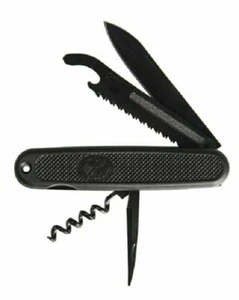 BW Bundeswehr Taschenmesser Alte Art schwarz Outdoor Armee Messer mit Tasche NEU - Picture 1 of 2