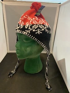 Youth Peruvian ski hat red and black - Picture 1 of 3