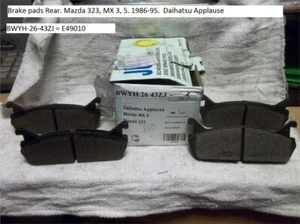 Brake pads Rear. Mazda 323, MX 3, 5. 1986-95. BWYH-26-43ZJ = E49010 - Picture 1 of 4