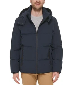 Cole Haan V7809 Mens Navy Hooded Down Zip Front Puffer Jacket Size L - Picture 1 of 4
