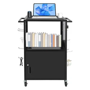 110v 3 Tier Computer Cart With Power Strip Four Universal Wheels Storage Shelf - Afbeelding 1 van 19