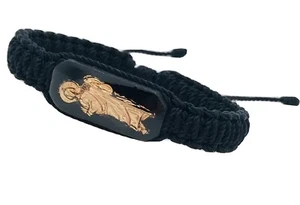 Bracelet Saint Jude Pulsera De San Judas couleur noire plaque d'or unisexe fait main - Photo 1/3