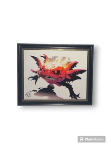 Neu OOAK gerahmter Druck einer illustrierten Axolotl Kreatur in 9,5" x 11,5" Rahmen - Bild 1 von 6