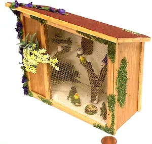 Casa delle bambole voliera in legno macchiato con uccellini scala 1:12 Tumdee accessori giardino 5 - Foto 1 di 4