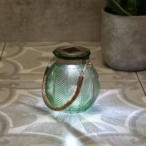 New Palm House Green Solar Glass Lantern for Outdoor Garden Illumination A-183 - Picture 1 of 8