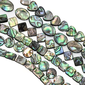 Green Abalone Shell Mother of Pearl Beads Double Sided for Jewllery Making  - Picture 1 of 17