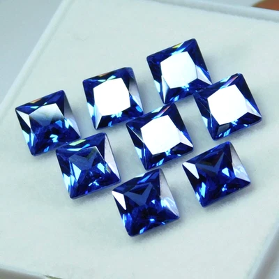 80 克拉天然蓝色蓝宝石 7-8 件公主切割锡兰散装宝石套装 — 第 1/4 张图片