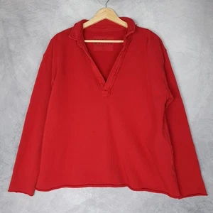 Frank & Eileen Patrick Popover Henley Womens Large Red Triple Fleece Pullover - Picture 1 of 22