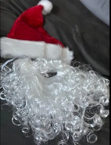 Familie Freunde Party Weihnachten Party Kostüm Weihnachtsmann weiß Bart rot Nikolausmütze Set - Bild 1 von 2