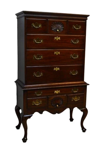 Henkel Harris Solid Mahogany 2 pc Highboy Chest on Chest Cover