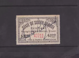 State Hunting/Fishing Revenues - SD - 1950 Migratory Waterfowl Stamp ($1) - Used - Picture 1 of 1