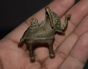 Brass Elephant Key Ring Dhokra Bastar Art key Chain Small Paperweight Item HK373 - Picture 1 of 12