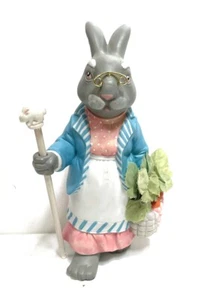 Dept 56 Hideaway Hollow "Carrot Patch" Bunny Rabbit with Walking Stick - Picture 1 of 3