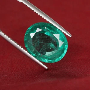 9.06 Ct. Zambian Lab-grown Oval Cut Green Emerald Faceted Stone For Jewery - Picture 1 of 4