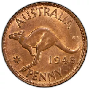 Australia 1948 (m) One Penny 1d George VI - PCGS MS63RB (46770741) - Picture 1 of 3