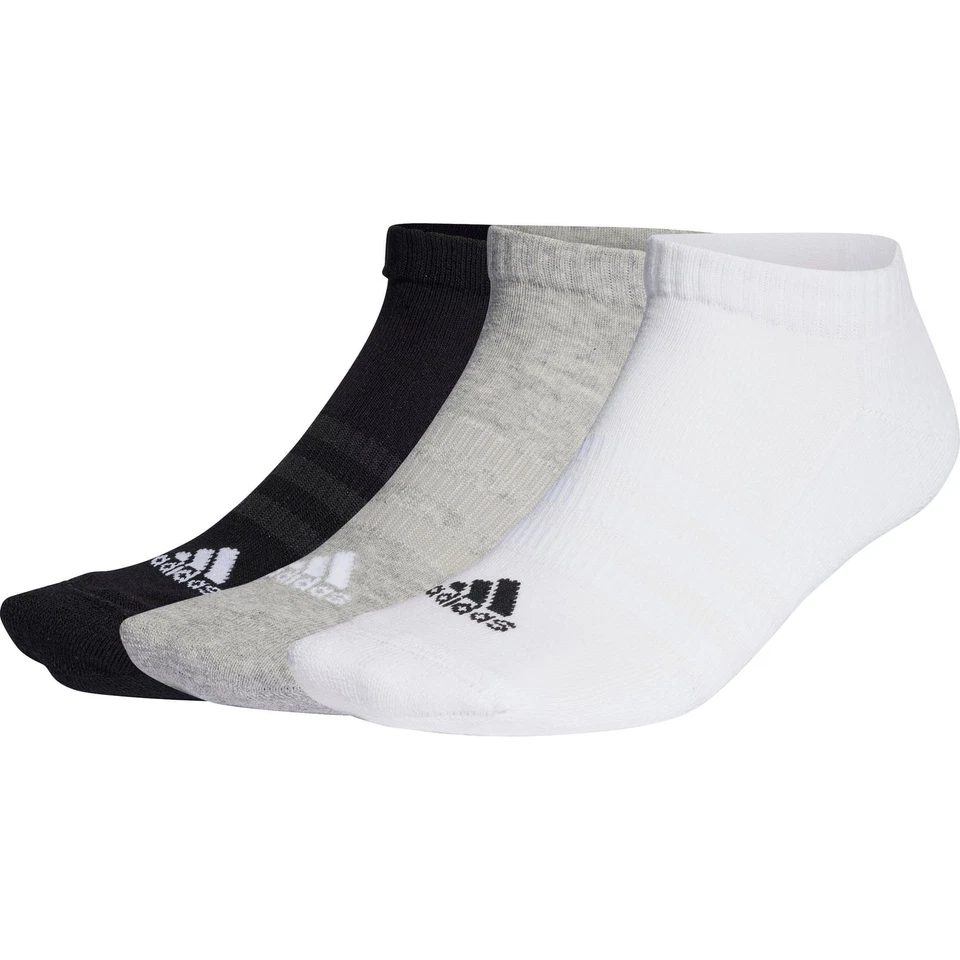 Paquete de 3 calcetines de entrenamiento Adidas acolchados de corte bajo soporte para el arco gimnasio entrenamiento para hombre Foto 1 de 1