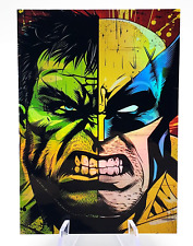 Wolverine / Hulk Refractor Sketch Card Signed 1/1 Original pop art