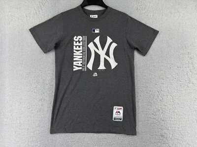 New York Yankees Shirt Adult Small Gray Majestic Ring Spun Cotton Blend READ - Image 1 of 4