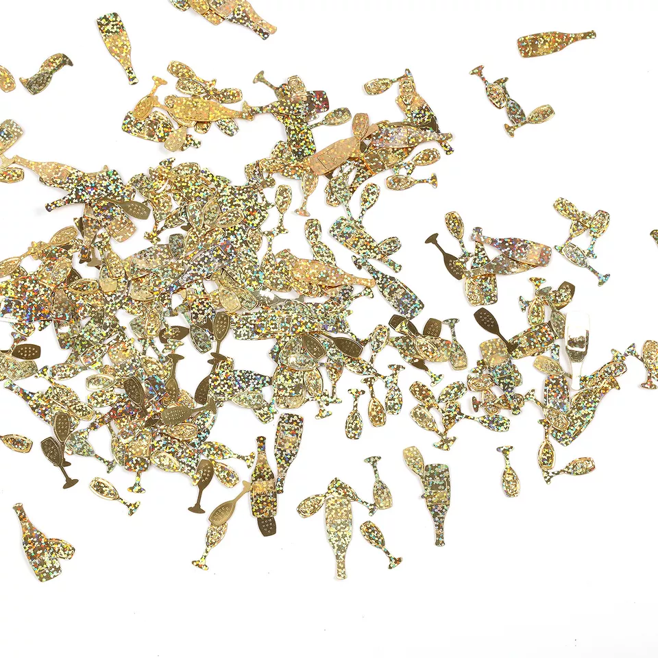 Champagner Flasche Glas Konfetti Mix Streudeko Silvester Tischdeko Neujahr Party - Bild 1 von 1