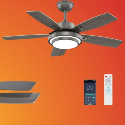 42" Grey Ceiling Fan with Lights Remote/APP Control Dimmable LED - Image 1 of 4
