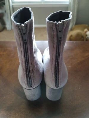 Free People Grey Velvet Cecile Ankle Boots, Size 7 - Image 1 of 4