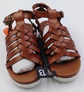 Girl Toddler Wonder Nation Gladiator Brown Slip-On Sandal Shoes Size 5 7 13 - Picture 1 of 10