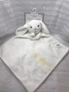 Modern Baby White Bunny Rabbit Snuggle Blankie Security Blanket Lovey STAINED!!! - Imagen 1 de 13