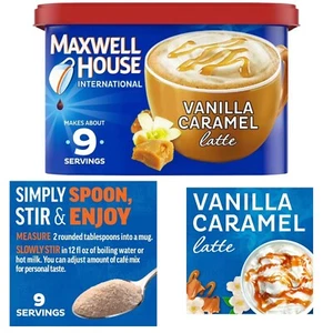 Maxwell House International Vanilla Caramel Latte Cafe Style 8.7 oz Winter Drink - Picture 1 of 6