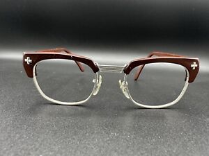 Vintage B+L Bausch & Lomb Safety 48-22-6 Brick Brown Combination eyeglass Frames