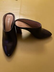 New LUXURY REBEL CENZA Womens Black Leather Heels Shoes Slip On Mules Sz 6 NWT