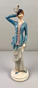 Vintage French Lady  Figure 12” Figurine Statue Fancy Blue Lisa Davis Lady - Picture 1 of 7