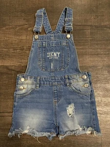 DKNY Girls Denim Shorts Overalls Size 6x - Picture 1 of 7