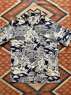 Camisa vintage años 60 70 Jantzen motivo japonés botón rockabilly hecha en EE. UU. MED Foto 1 de 4