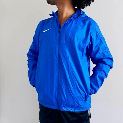 Veste Nike Vintage RARE Windrunner Glanz Nylon Football Soccer Bleu - Photo 1/4