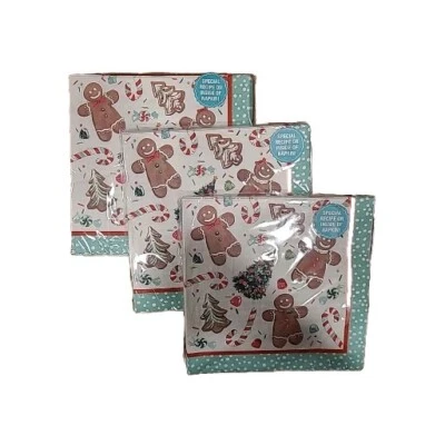 Servilletas de almuerzo de papel para árbol de Navidad hombre pan de jengibre mujer pionera 3 paquetes de 20 Foto 1 de 4