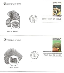 US Scott #1827-30, First Day Covers 8/26/80 Charlotte Amalie Single Coral Reefs - Picture 1 of 2